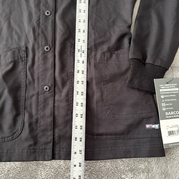 NWT Grey's Anatomy by Barco Black Scrubs Top Jacket Button Up Women's SMALL - Picture 4 of 6